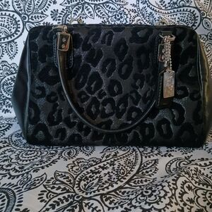 Coach Black Leopard Print Satchel
